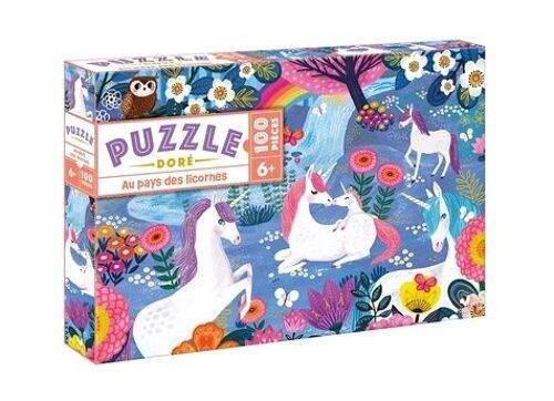 Puzzle Doré Au Pays Des Licornes - 100 Pièces