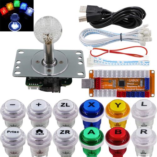 Arcade Game LED Controller Lamp USB Encoder Gamepad Cherry MX Microswitch Light Button 4-8way LED Joystick for Nintendo Switch PC PS3 Raspberry Pi MAME
