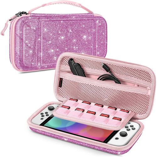KALANKA-Étui pour Nintendo Switch OLED 2021 et Switch 2017 - Housse de Transport Anti-Choc en EVA, Étui de Voyage avec 10 Emplacements Cartes de Jeu
