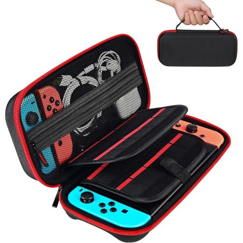 Étui pour Nintendo Switch avec 20 Emplacement Carte Housse Étui de Transport Rigide Zippée pour Console Joy-Cons Accessoires Noir
