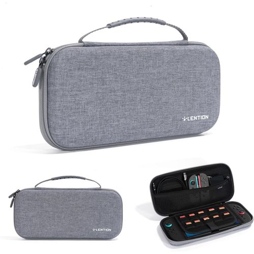 Housse pour Switch 2, Étui de Transport Rigide avec 10 Emplacements pour Cartes de Jeu, Coque Léger Portable pour Console Switch 2 - Rouge et Bleu