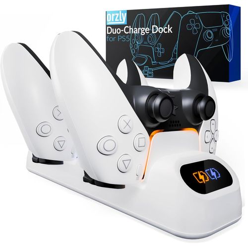 Duocharger PS5 Manette Chargeur - USB-C Station de Chargement Compatible avec Les Manettes DualSense Playstation 5 - Édition Pearl White [Blanc]