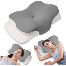 Oreiller En Mousse À Mémoire De Forme, Confortable, Coussin De Soutien Du Cou, Oreiller Ergonomique Pour Dormeur Latéral (Blanc) 