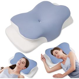 Oreiller En Mousse À Mémoire De Forme, Confortable, Coussin De Soutien Du Cou, Oreiller Ergonomique Pour Dormeur Latéral (Blanc) 