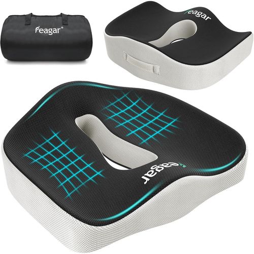 Coussin De Chaises En Mousse À Mémoire - Coussin Coccyx Ergonomique Pour Siège Voiture Auto Conducteur Fauteil Bureau Fauteuil Roulant,Coussin Sciatique,Coussin D Assise,Noir