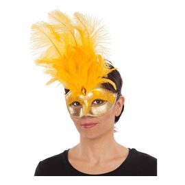 Masque Vénitien Jaune Avec Stylo