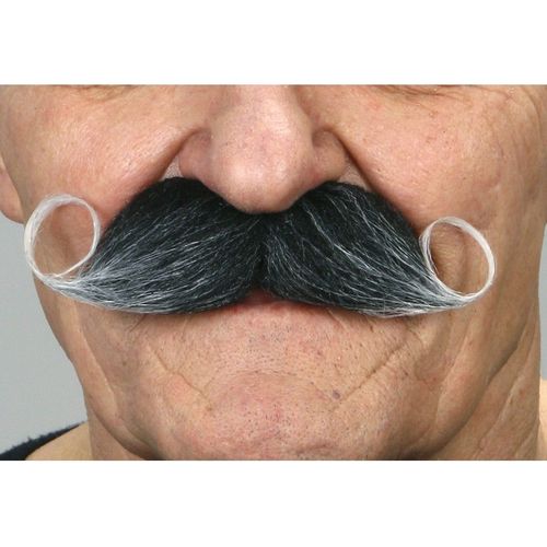 Moustache Française Aux Cheveux Gris (Taille Unique)