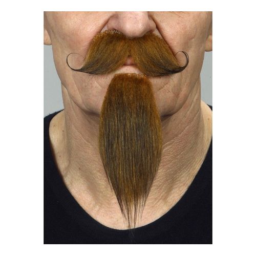 Moustache Anglaise Avec Bouton Brun (Taille Unique)
