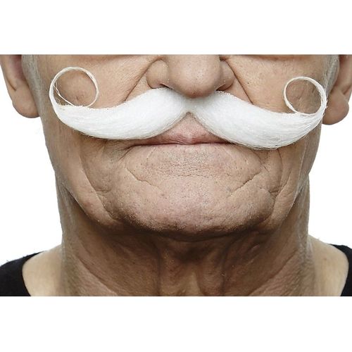 Moustache Française Frisée Blanche