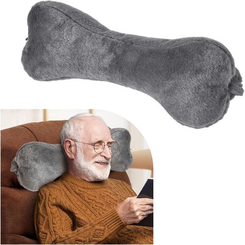 Coussin d'appui-tête inclinable Gris, Coussin de tête pour Fauteuil inclinable, Coussin de tête pour canapé, Coussin de Cou inclinable, Coussin de Cou en os, Coussin de Cou pour canapé