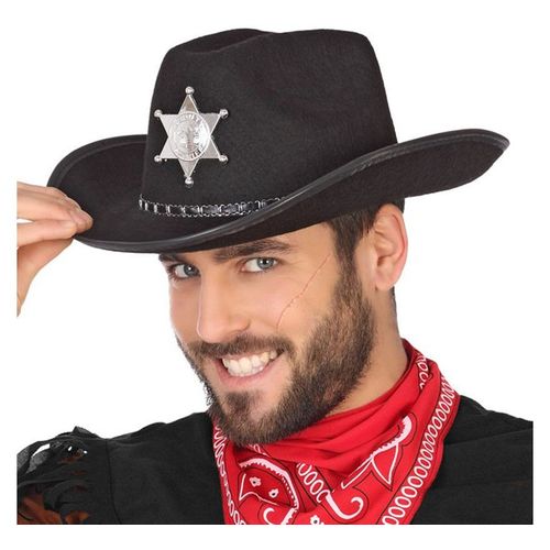 Chapeau De Shérif Noir Avec Étoile (Taille Unique Adulte)