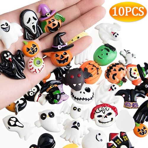 Mini Cabochons En Résine À Dos Plat En Forme De Aliments D'halloween, Bijoux De Scrapbooking Mignons, Épingle À Cheveux Bricolage, Accessoires De Décoration Artisanale, Nouveau, 10,1 Pièces 