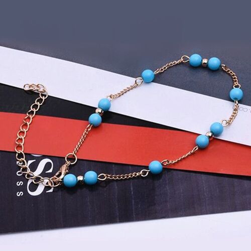 Bracelet De Oral Ille En Perles Bleues Dorées Et Argentées, Bijou Fait À La Main, Breloque De Style À La Mode, Pour Cadeau, Pour Femme
