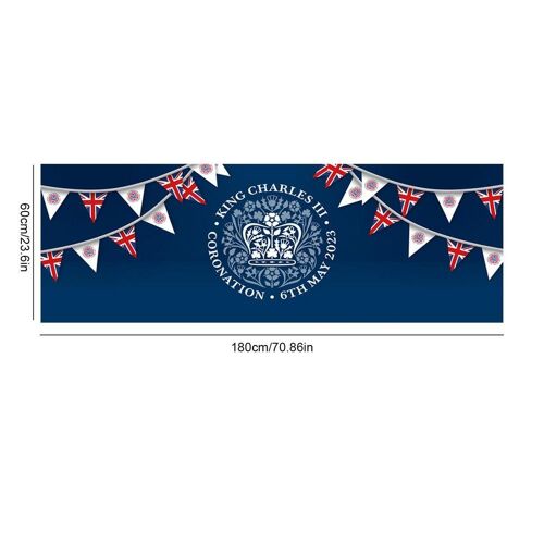 Drapeau de couronne du roi Charles III, bannière de l'union de 6.2 pieds, notre nouveau roi de famille Charles pour la décoration du défilé de la fête nationale