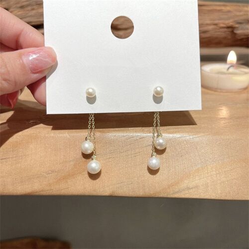 Boucles D'oreilles Longues En Imitation De Perles Pour Femmes, Bijoux Vintage, Couleur Or, Cadeaux