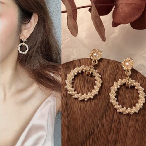Boucles D'oreilles En Forme De Cercle Géométrique, Perles, Strass, Accessoires Féminins Haut De Gamme