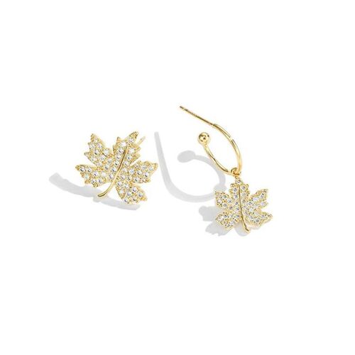 Boucles D'oreilles Asymétriques En Cristal De Biscuits Pour Femmes, Cuir Chevelu D'érable, Bijoux Exquis, Cadeau De Fête, Tempérament, Mode