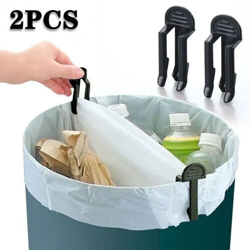 Clip de sac à ordures pratique 2 pièces, Clip de sac à ordures fixe en plastique, support de sac à ordures fixe pour cuisine salle de bains outil ménager
