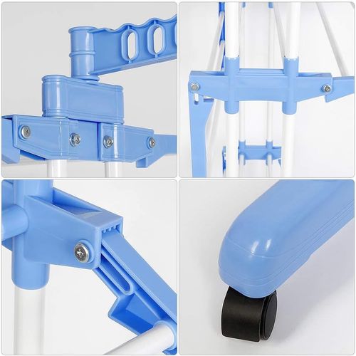 Etendoir à Linge Peu encombrant en Métal 3 Étages DoublesÉtendoir à Linge Interieur Pliable avec Roues et Extensible pour Intérieur et ExtérieurSupport pour Les Petits Objets,Blanc