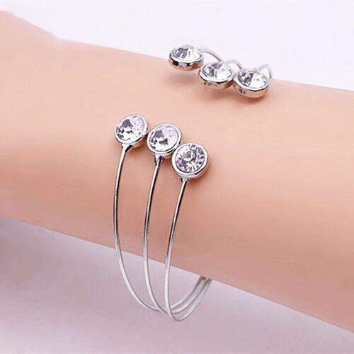 Bracelet Ouvert En Cristal Réglable Pour Femme, Bracelets De Manchette Plaqués Argent, Cadeau De Bijoux, Chaud, Nouvelle Mode
