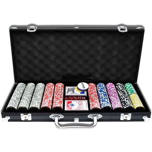 Yuenfong Aluminium Mallette De Poker 500 Jetons Texas Hold'em Poker Avec 2 Plateaux De Poker Et 5 Dés 1 Bouton Dealer 2 Clés Noir