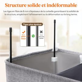 180L Panier à Linge 3 Compartiment avec CouvercleGrand Corbeille à Linge avec PoignéesPanier Linge Sale avec 3 Sacs à Linge AmoviblesPour ChambreSalle de BainBuanderieGris Clair