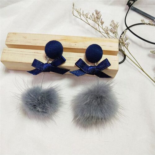 Boucles D'oreilles Boule De Noeud Papillon Mignon, Boucles D'oreilles Boule De Cheveux Simples, Boucles D'oreilles Pompon Rond Long, Déclaration Sauvage, Cadeau De Bijoux