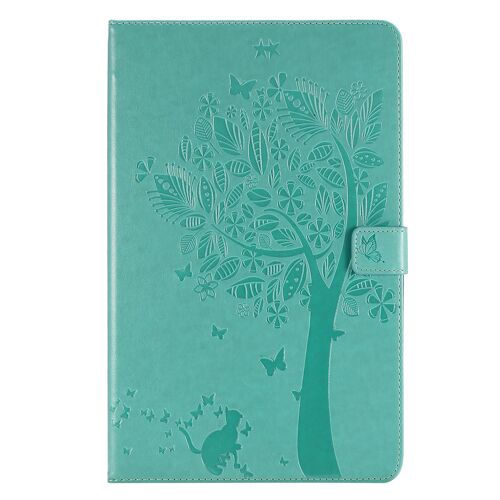 Étui Pour Samsung Galaxy Tab A7 Lite Sm-T225 -T220 Pu Cuir Poche Cas Flip Coque Protection Housse Stand Case Chat Et Arbre,Vert