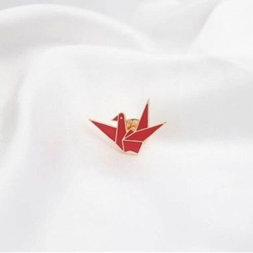 Broches De Grue En Papier Pour Femmes Et Filles, Broche D'oiseau En Émail, Épingles D'insigne D'animal Mignon, Bijoux De Mode, Cadeau De Fête