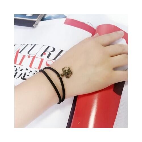 Bracelet En Dentelle Double Couche Pour Hommes Et Femmes, Bracelets De Couronne Simples, Breloques Créatives, Accessoires De Bijoux