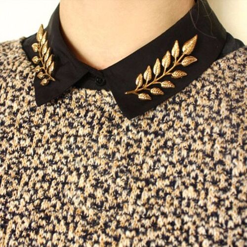 Broches Feuilles Dorées Rétro De Luxe, Style Européen Chaud, Col Trempé, Broche De Col De Chemise, Clip Struccollar, Bouton De Manchette, Accessoire Unisexe