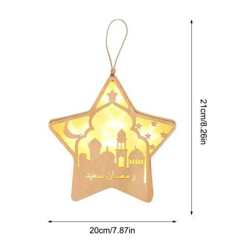 Lumières Led en bois étoile à cinq branches, décoration de Table Eid, fête à domicile, Table à manger, décoration de Festival musulman islamique, ornement