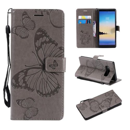 Étui Pour Samsung Galaxy Note 8 Cuir Pu Couverture Antichoc Flip Kickband Couverture Magnétique Avec Support De Fente Pour Carte - Gris Clair