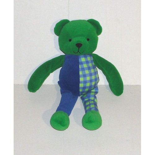 Peluche Ours Berchet Tête Et Pieds Verts Doudou Ourson 31 Cm