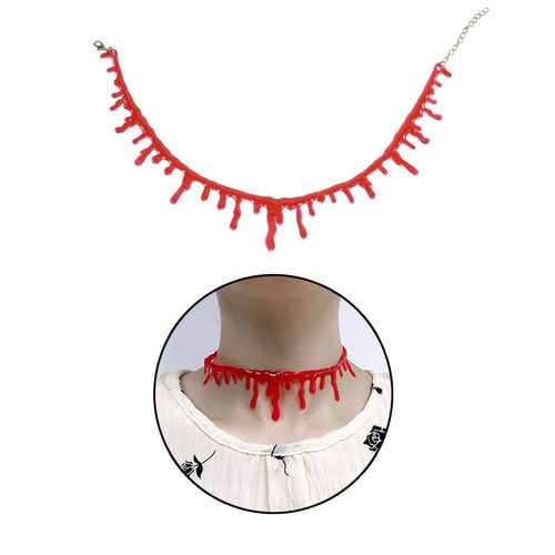 Collier de Simulation de saignement, accessoire de décoration pour fête d'halloween, Cosplay, Vampire, démon, infirmière, découpe de sang, fausses taches de sang, 1 pièce
