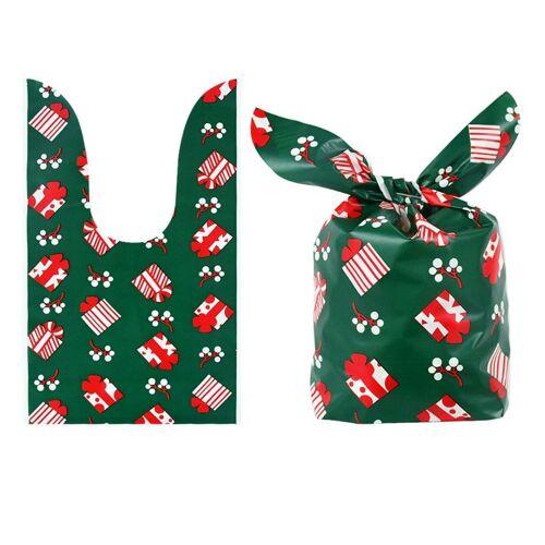 Sac cadeau décor de noël, 25/50 pièces, joyeux noël, père noël, cerf, flocon de neige, lapin, oreille, biscuits, bonbons, sac cadeau