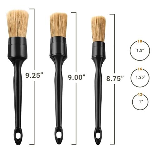 Jeu De Brosses De Détail En Poils De Sanglier Q39f, Brosses De Détail, Brosse De Climatiseur Pour Le Nettoyage De La Roue Du Moteur Grille D'aération Intérieure 3 Pièces