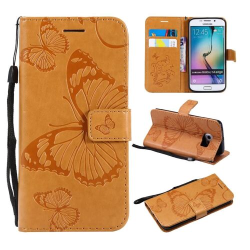Étui Pour Samsung Galaxy S6 Edge Cuir Pu Avec Support De Fente Pour Carte Couverture Magnétique Flip Kickband Couverture Antichoc - Le Brun