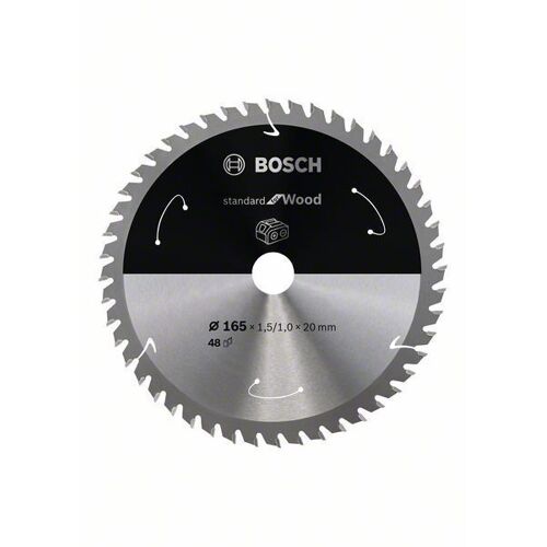 Bosch Lame de scie circulaire Standard for Wood pour scies sans fil 165x1.5/1x20, T48 - 2608837687