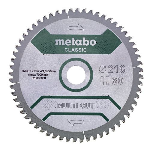 Metabo Lame de scie circulaire HW/CT 216x30x2,4/1,8, angle d'attaque 5° nég - 628666000