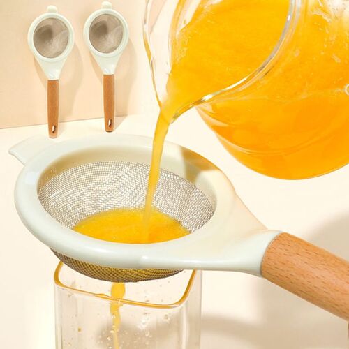 Szelkitchen-Tamis À Farine En Acier Inoxydable Avec Manche En Bois, Filet Filtrant Pour Sucre En Poudre, Jus De Soja, Lait, Outil De Cuisson