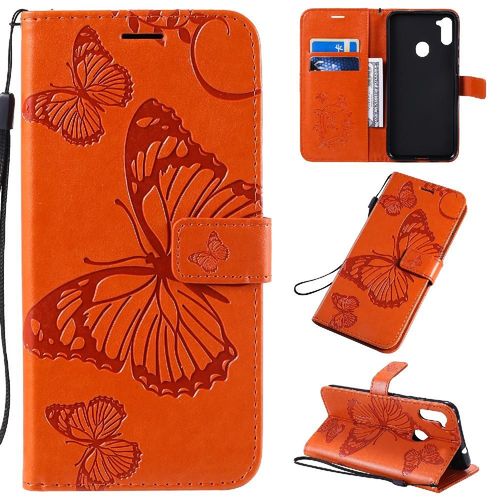 Étui Pour Samsung Galaxy M11 Avec Support De Fente Pour Carte Couverture Magnétique Flip Kickband Couverture Antichoc Cuir Pu - Couleur Orange