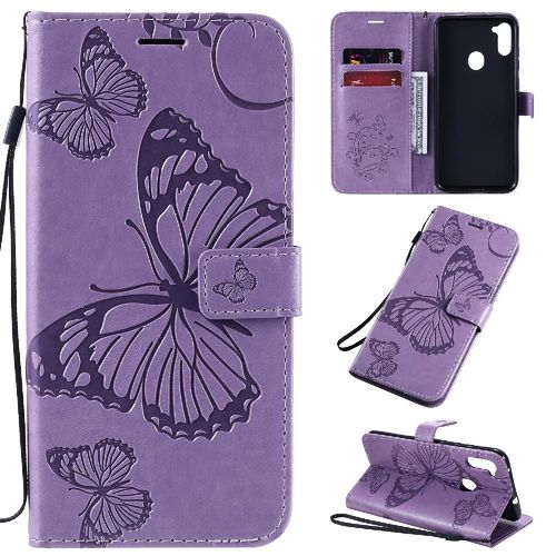 Étui Pour Samsung Galaxy M11 Couverture Magnétique Cuir Pu Couverture Antichoc Flip Kickband Avec Support De Fente Pour Carte - Violet