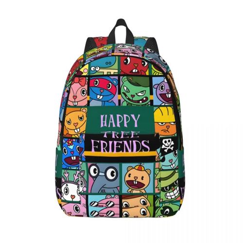 Pack de livres avec affiches à compartiments multiples H-Happy Tree Friends, cadeau de rentrée scolaire pour adolescent, sac à main de bonne qualité, randonnée