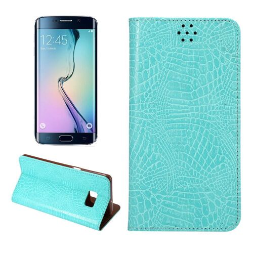 ETUI FOLIO A RABAT SAMSUNG GALAXY S6 EDGE PLUS TURQUOISE CROCO ECO-CUIR (PU)