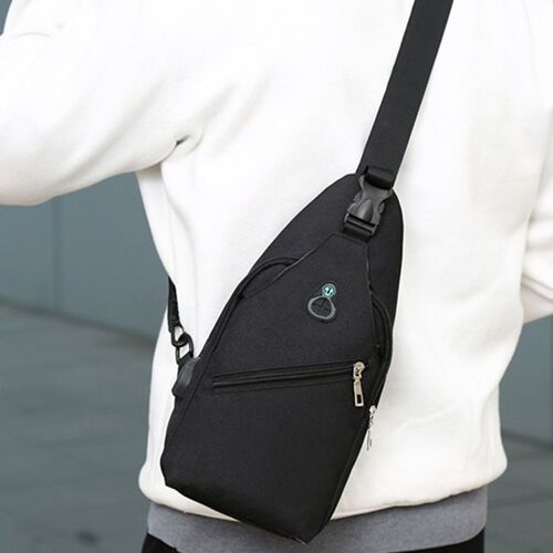 Sac à bandoulière unisexe en tissu Oxford, résistant aux éclaboussures, sac à bandoulière, sangle réglable, fermeture éclair, Port de chargement USB, EIG88