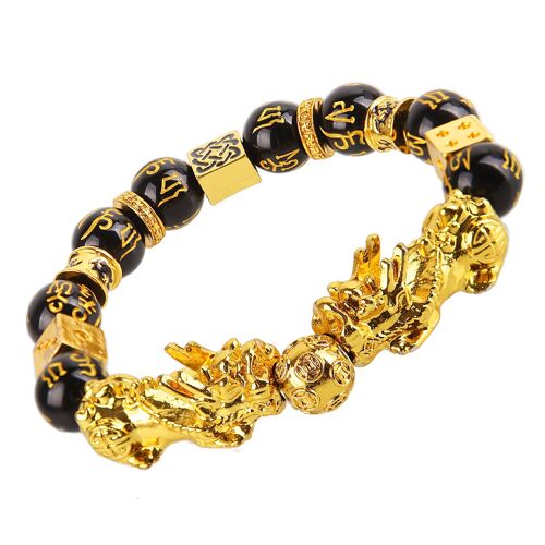 Bracelet Porte-Bonheur Unisexe En Pierre D'obsidienne Pour Homme, Bijou Chinois Fengshui Pi Xiu, Objet De Richesse