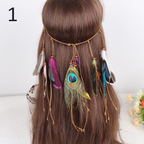 Bandeau De Sauna En Plumes Indiennes Pour Femmes Et Filles, Coiffure Réglable, Bandeau De Festival Boho, Accessoires Pour Cheveux, Eig88