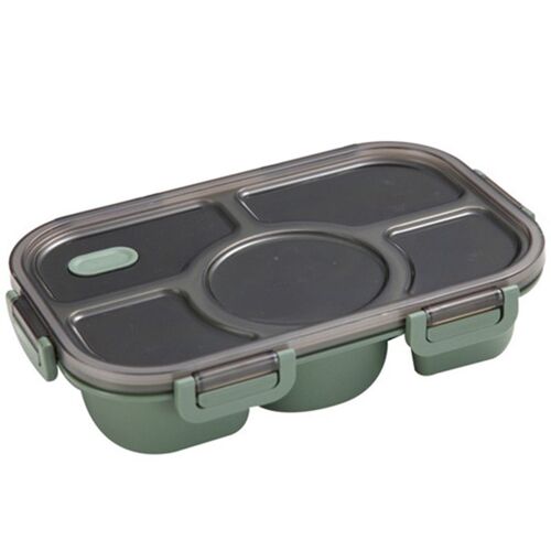 Boîte À Lunch Portable Avec Plaque De Synchronisation Au Micro-Ondes, Étui À Bento Avec 5 Compartiments, Assiette À Manger Séparée Pour Étudiant Et Bureau
