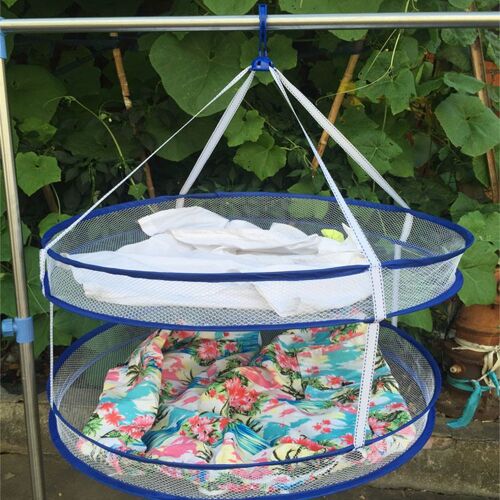 Nouveau support de séchage Portable, cintres pliants et suspendus pour vêtements et linge, filet de séchage pratique à 2 couches, offre spéciale-15
